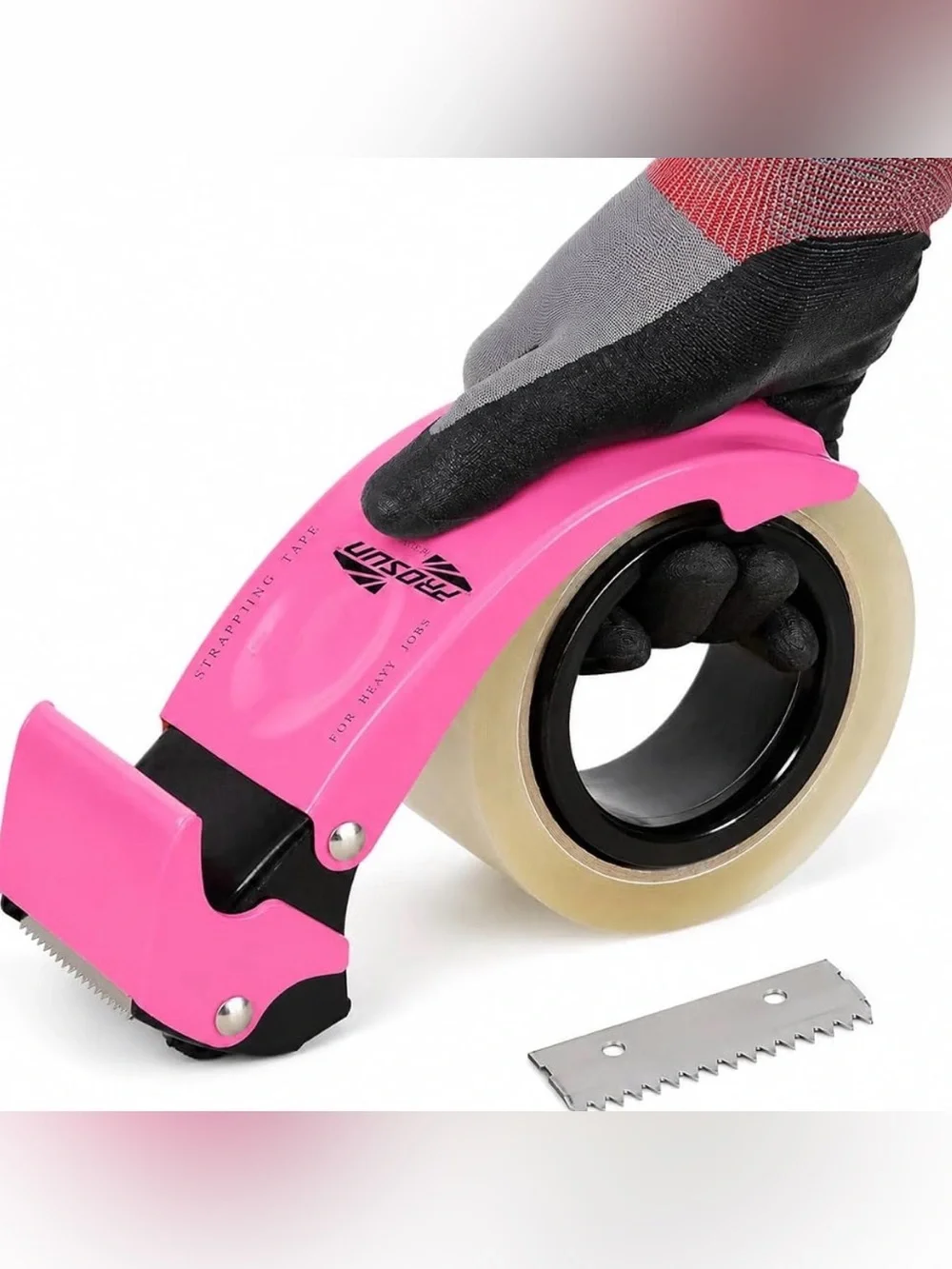 PROSUN Pink Tape Dispenser w Cutter for Shipping